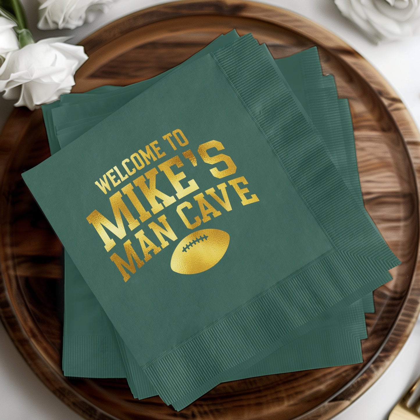 Welcome to Mike's Man Cave Football Napkins product