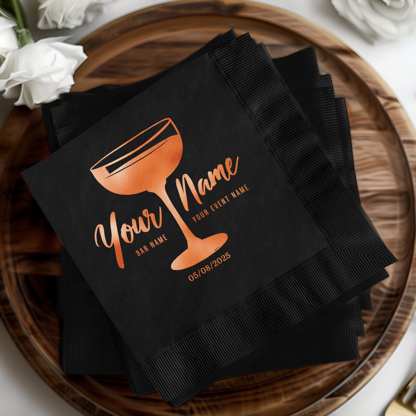 Custom Black and Gold Event Napkins Unique Party product